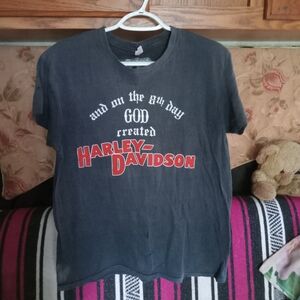 Harley-Davidson Black Tee with Red Logo and White Text